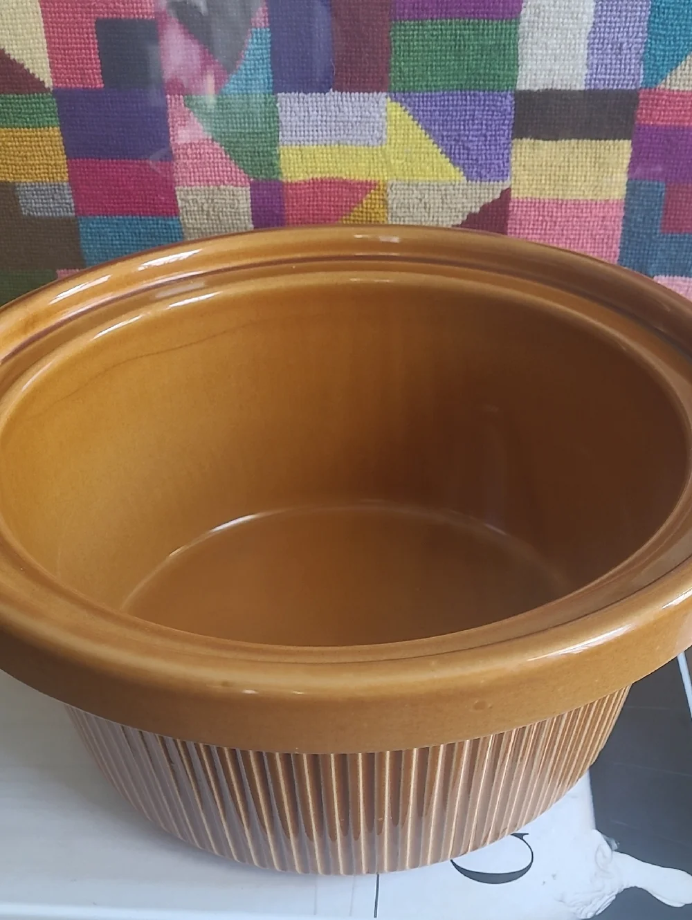 VINTAGE RIVAL STONEWARE CROCK POT INSERT